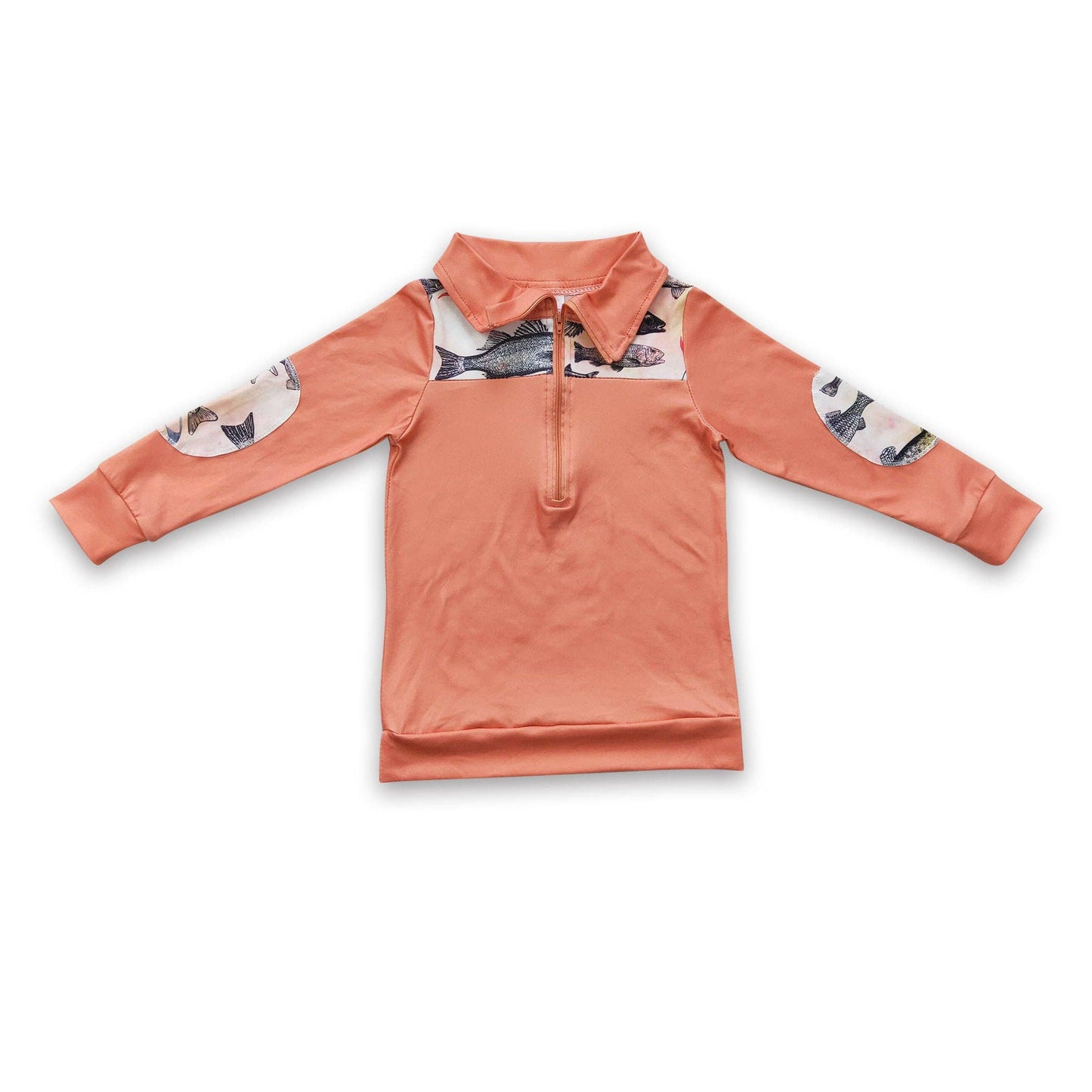 Fishes long sleeves kids boy zipper pullover: 4T