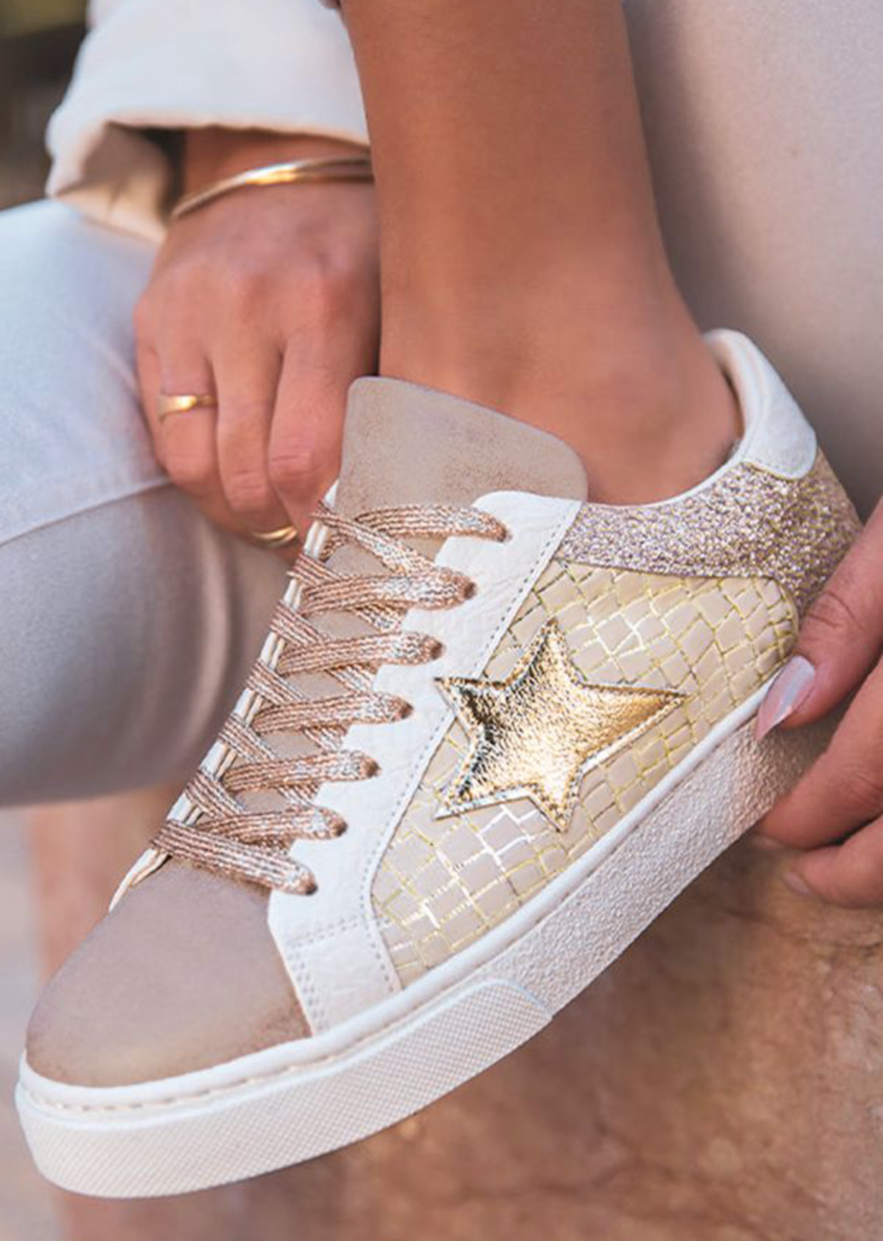 Gold Glitter Star Shoe