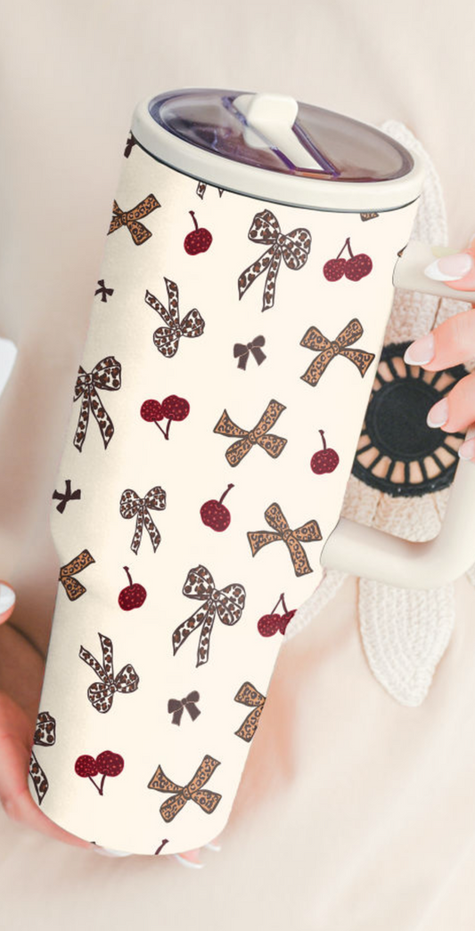 Cherries 🍒 + Bow 🎀 Tumbler Flip Straw