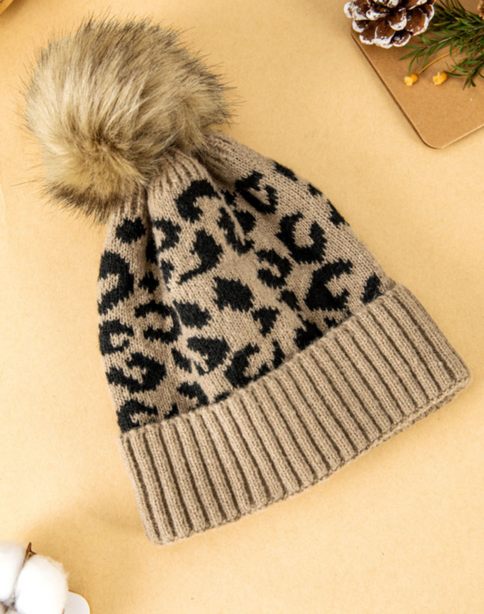 Leopard print beanie