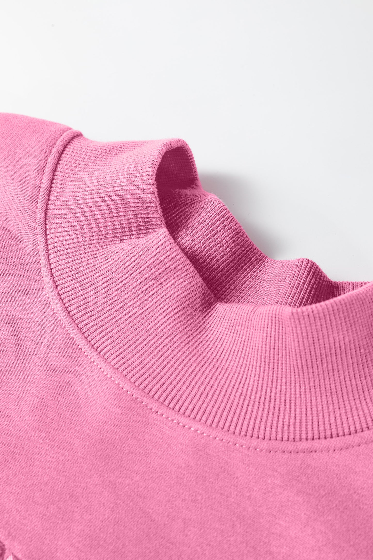 Bright Pink Oversize Blessed Embroidered Mock Neck Sweatshirt